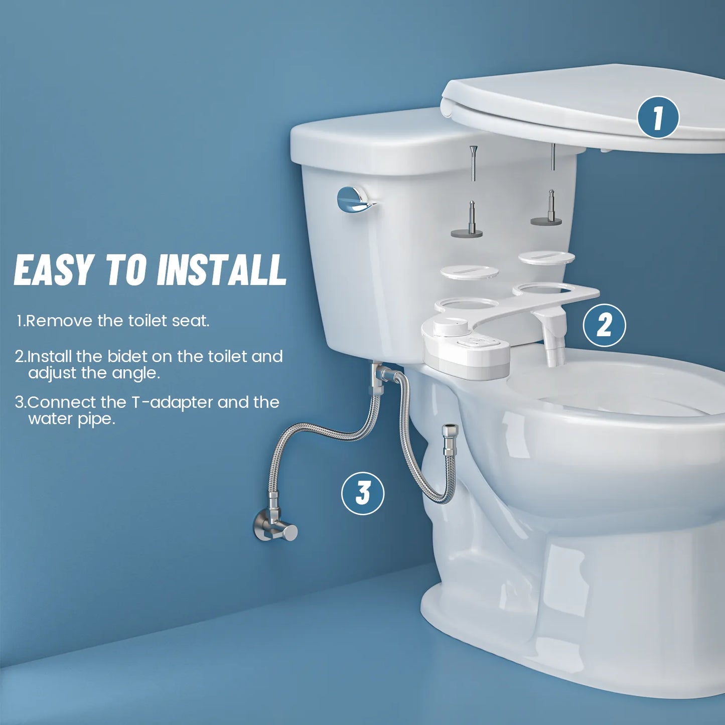 Non-Electric Bidet with Self-Cleaning Double Nozzle - Advanced Hygiene Accessory for Toilet Seat 