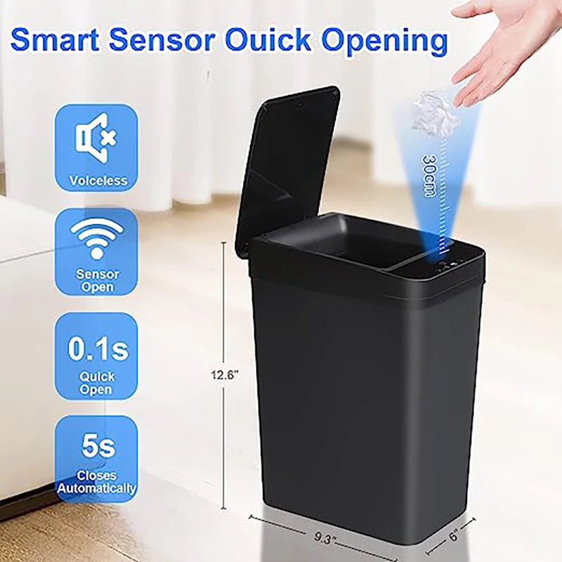 Smart Touchless Trash Can with Automatic Sensor and USB Charging - Hygienic and Modern Solution for Kitchen and Bathroom 