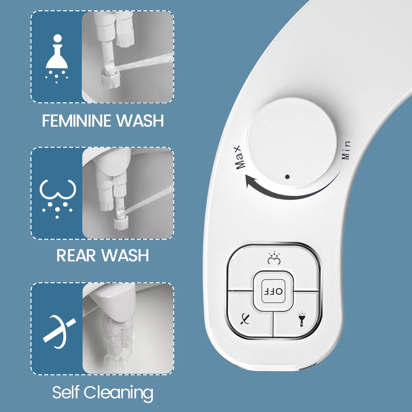 Non-Electric Bidet with Self-Cleaning Double Nozzle - Advanced Hygiene Accessory for Toilet Seat 