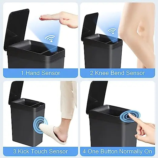 Smart Touchless Trash Can with Automatic Sensor and USB Charging - Hygienic and Modern Solution for Kitchen and Bathroom 