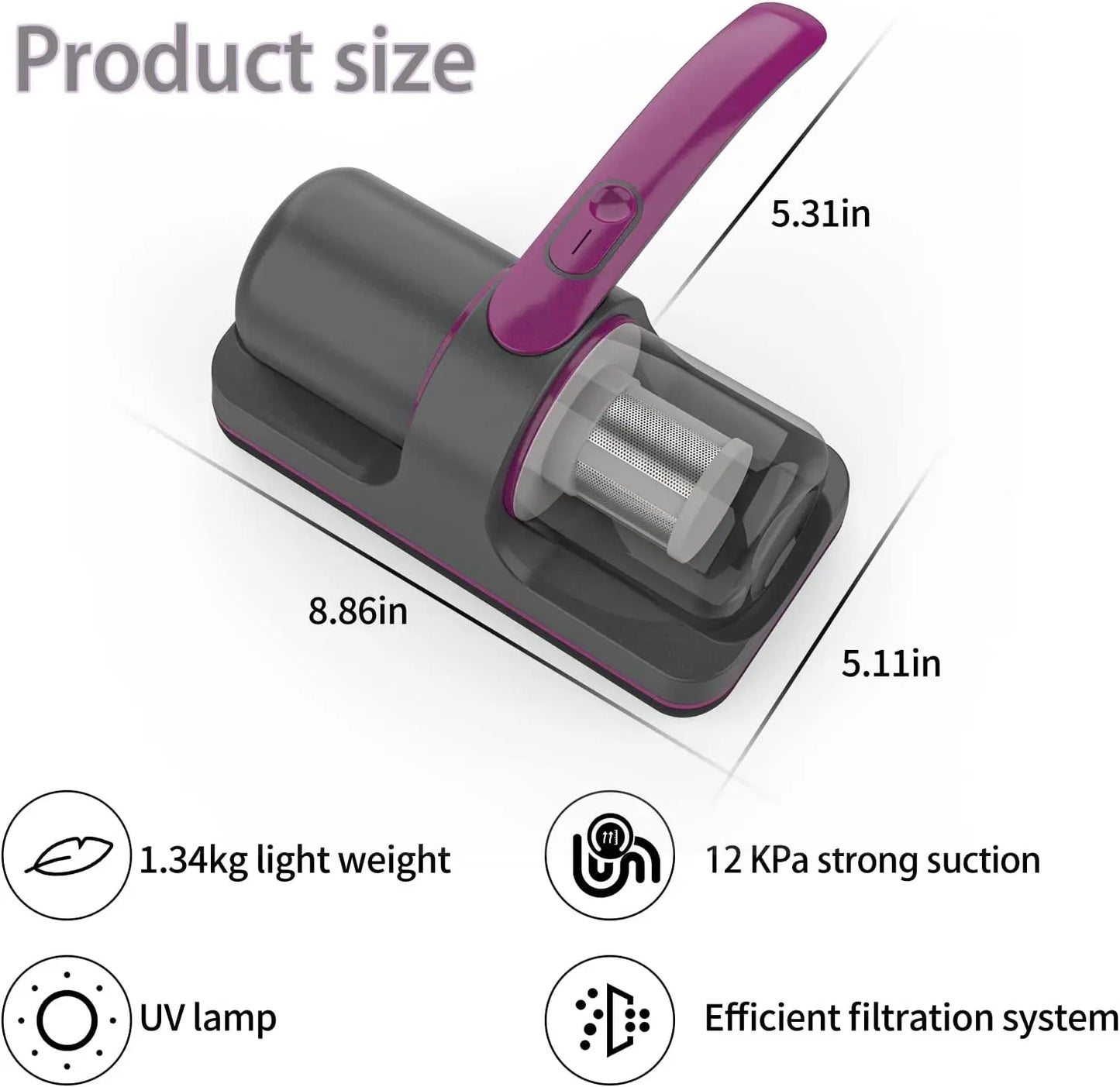 Handheld Cordless Vacuum Cleaner for Mattresses, Sofas and Other Textile Surfaces in Your Home with Powerful Suction - Deep and Efficient Cleaning for Modern Homes