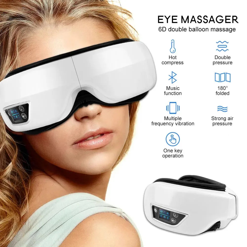 6D Smart Eye Massager with Bluetooth - Advanced Fatigue Relief and Eye Care