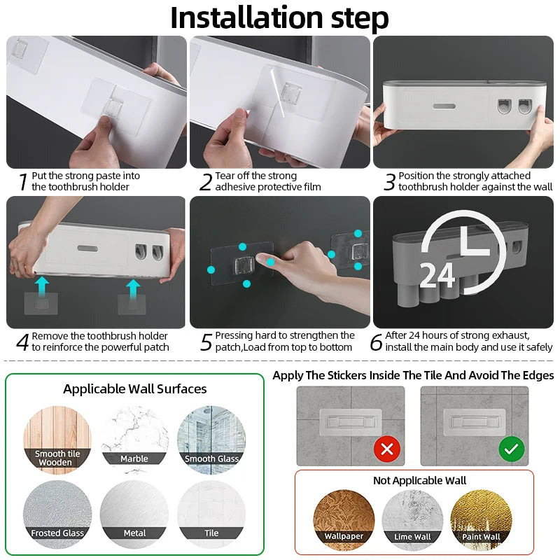 Magnetic Adsorption Inverted Toothbrush Holder with Automatic Toothpaste Squeezer - Innovative and Functional Bathroom Organizer