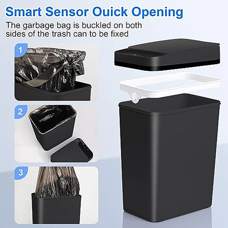 Smart Touchless Trash Can with Automatic Sensor and USB Charging - Hygienic and Modern Solution for Kitchen and Bathroom 