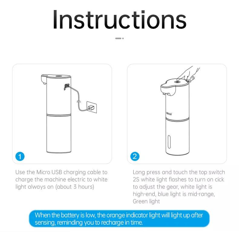 Automatic Foam Soap Dispenser with USB Charging - Elegance and Efficiency for your Bathroom and Kitchen 