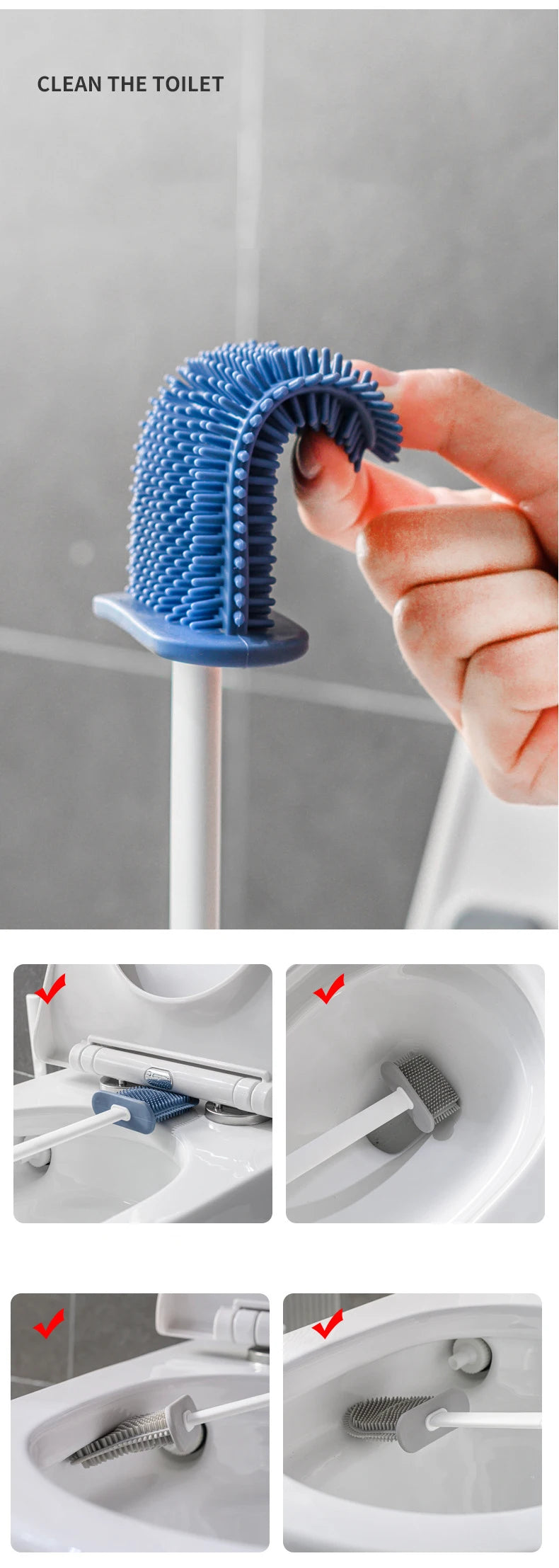 TPR Silicone Toilet Brush with Multi-Use Holder-EcoClean FlexiSilk